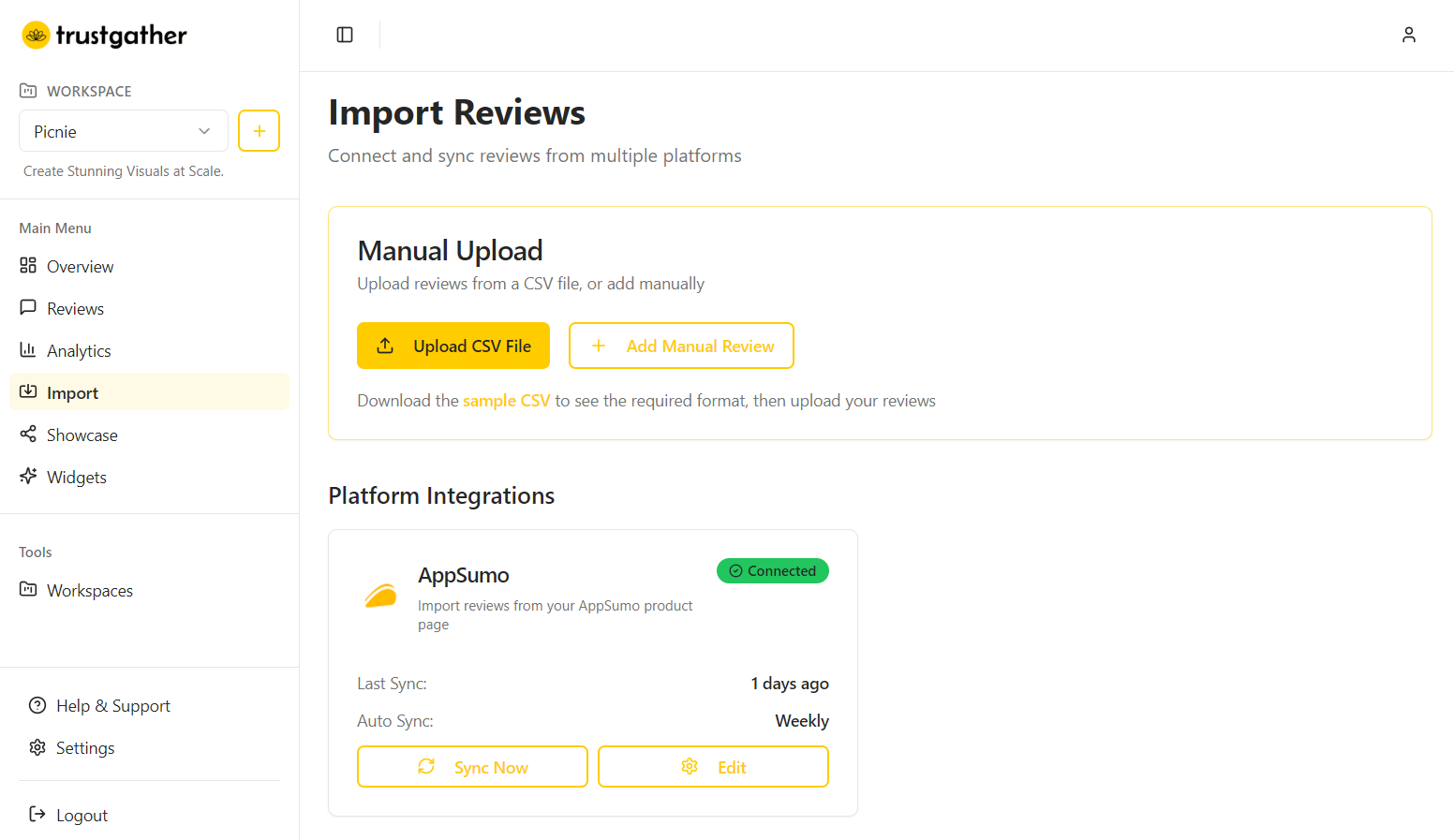 Import or Sync feature